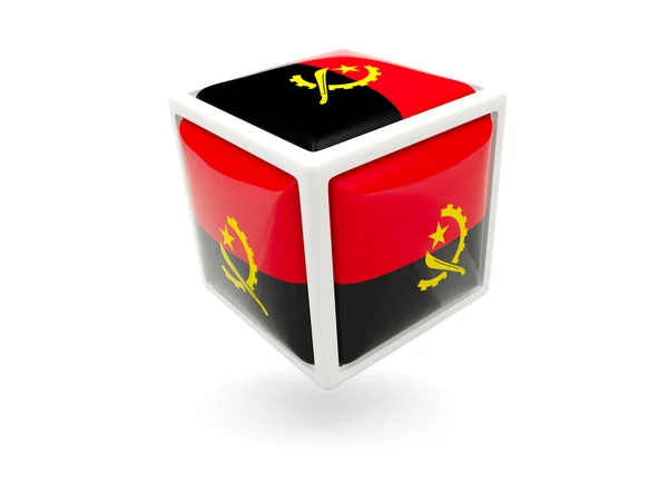 Bandeira de angola. Ícone de cubo — Fotografia de Stock