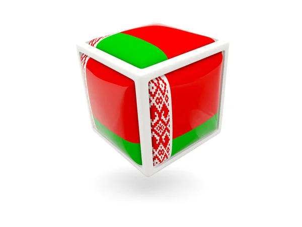 Σημαία της Λευκορωσίας. κύβος εικονίδιο — Φωτογραφία Αρχείου