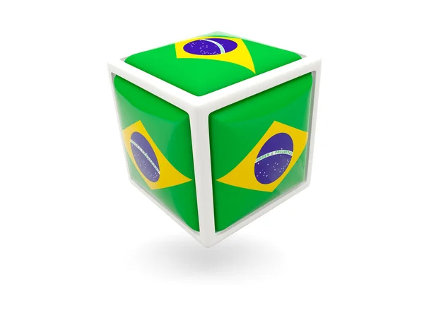 Bandera de Brasil. Icono del cubo —  Fotos de Stock