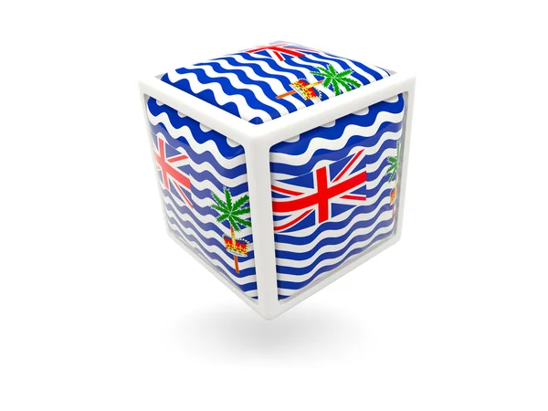 Flagga brittiska territoriet i Indiska oceanen. kub-ikonen — Stockfoto