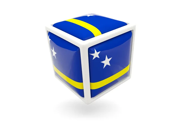 Vlag van Curaçao. kubus-pictogram — Stockfoto