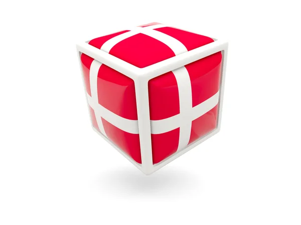 Flag of denmark. Cube icon — Stock Photo, Image