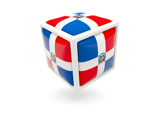 Bandeira da república dominicana. Ícone de cubo — Fotografia de Stock
