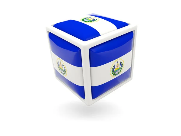 Bandeira de El Salvador. Ícone de cubo — Fotografia de Stock