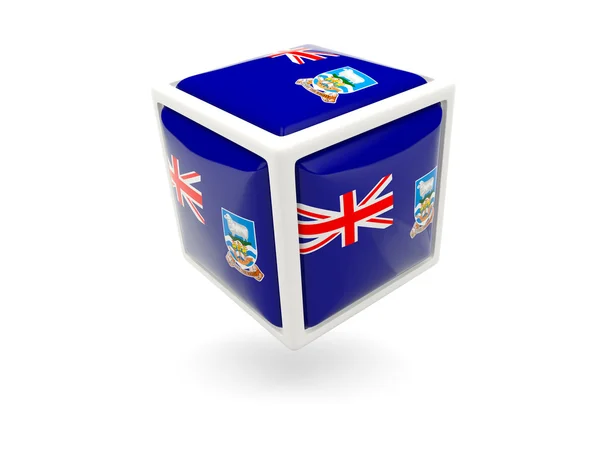 Bandera de las islas Malvinas. Icono del cubo —  Fotos de Stock
