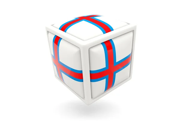Bandeira das ilhas Faroé. Ícone de cubo — Fotografia de Stock