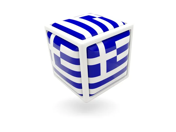 Bandera de Grecia. Icono del cubo —  Fotos de Stock