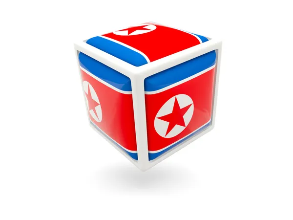 Flagga korea norrut. kub-ikonen — Stockfoto