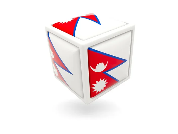 Bandera de nepal. Icono del cubo —  Fotos de Stock
