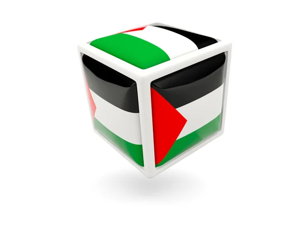 Bandera de territorio palestino. Icono del cubo —  Fotos de Stock