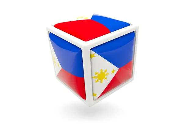 Flagga Filippinerna. kub-ikonen — Stockfoto