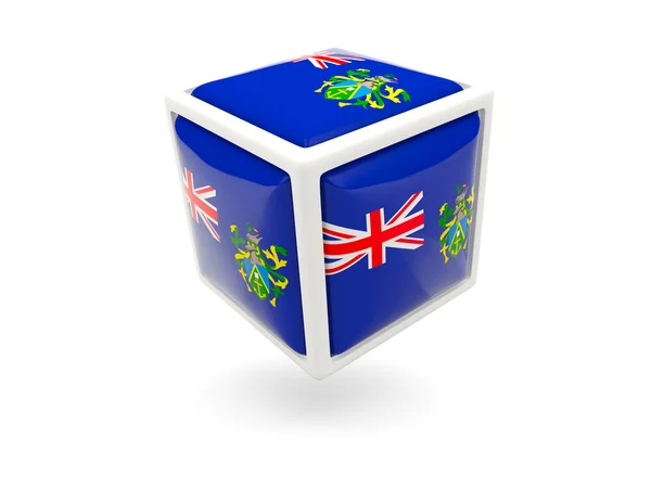 Flag of pitcairn islands. Cube icon — Stock Photo, Image