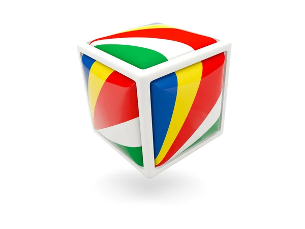 Flagga Seychellerna. kub-ikonen — Stockfoto