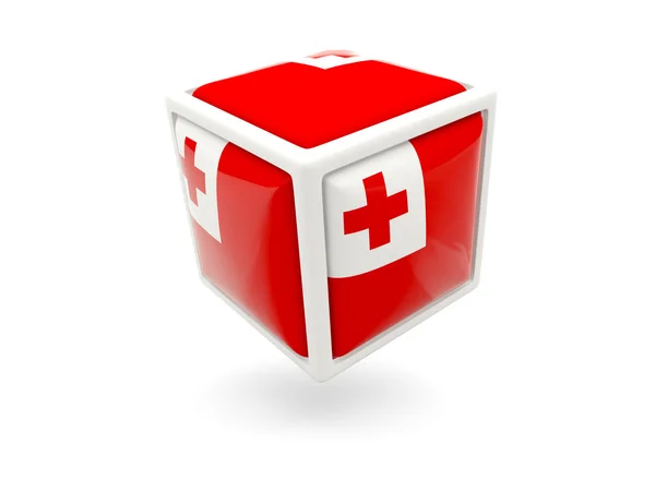 Flag of tonga. Cube icon — Stock Photo, Image