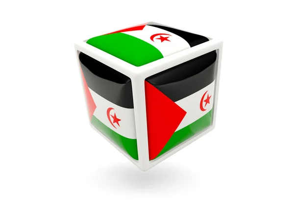 Bandiera del Sahara occidentale. Icona cubo — Foto Stock