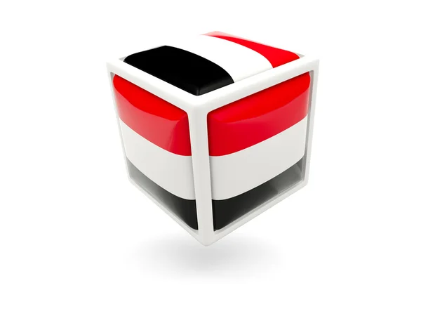 Flagga Jemen. kub-ikonen — Stockfoto