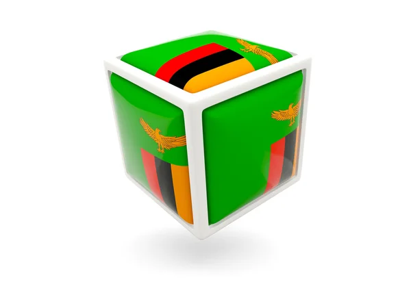 잠비아의 국기입니다. 큐브 아이콘 — 스톡 사진