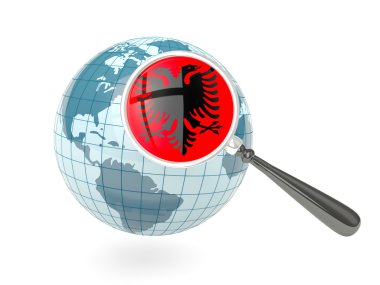 Mavi küre ile büyütülmüş bayrak-Arnavutluk