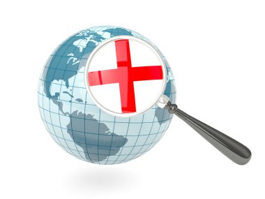 Mavi küre ile İngiltere'nin büyütülmüş bayrak