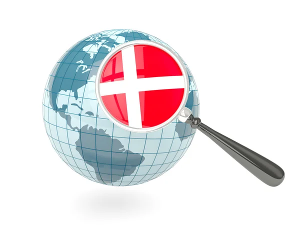 파란 세계와 덴마크의 확대 국기 — 스톡 사진