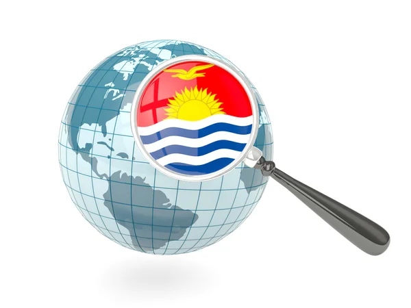 青い地球とキリバス共和国の拡大の旗 — ストック写真
