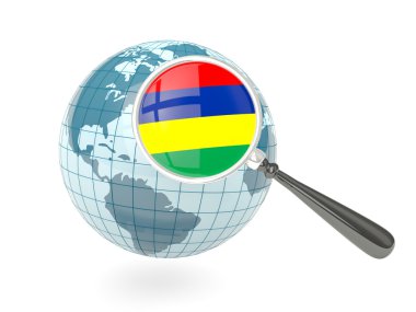 mauritius büyütülmüş bayrak mavi küre ile