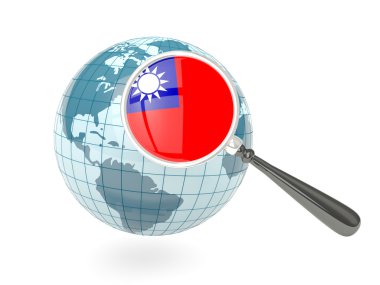 Çin Halk Cumhuriyeti büyütülmüş bayrak mavi küre ile