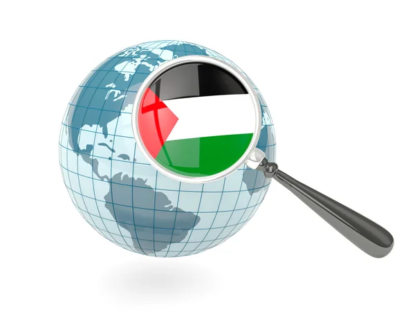 Bandiera ingrandita del territorio palestinese con globo blu — Foto Stock