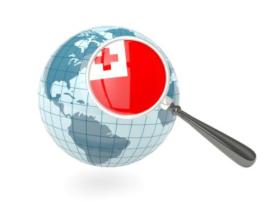 Mavi küre ile büyütülmüş bayrak-Tonga