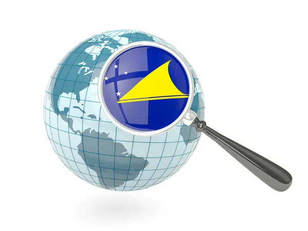 Vergrote vlag van de Tokelau-eilanden met blue globe — Stockfoto