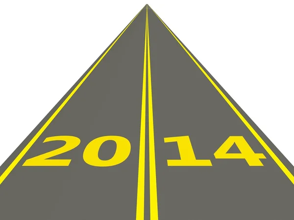 Νέο έτος 2014 σημάδι στο δρόμο — Φωτογραφία Αρχείου