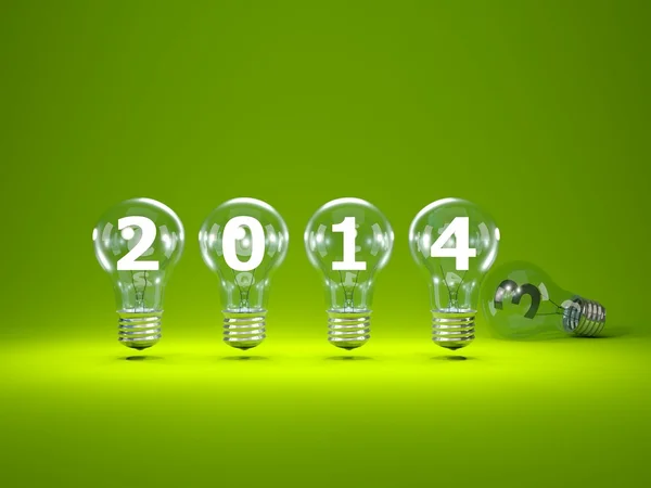 2014 segno di Capodanno all'interno lampadine — Foto Stock