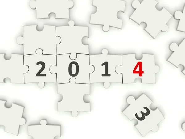 2014 Símbolo de año nuevo en rompecabezas — Foto de Stock