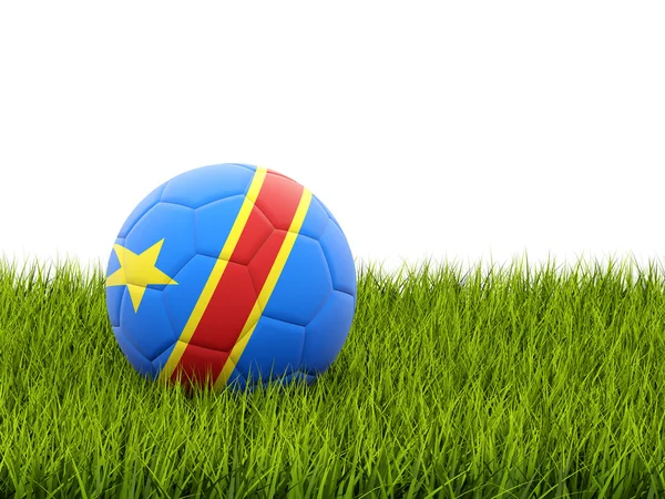 Fútbol con bandera de república democrática del congo —  Fotos de Stock