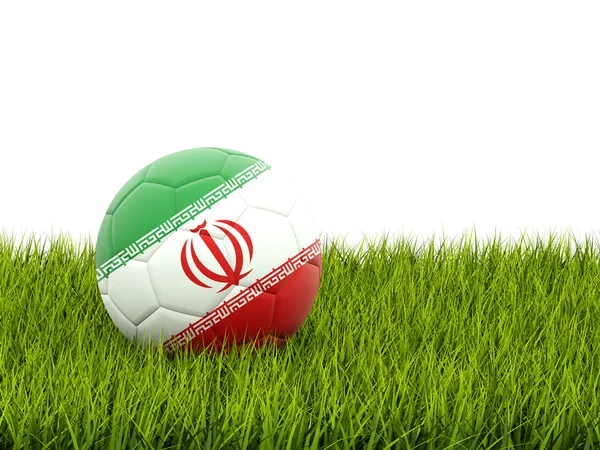Futebol com bandeira de iran — Fotografia de Stock