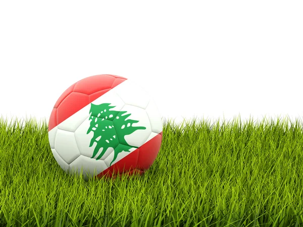 Calcio con bandiera del Libano — Foto Stock