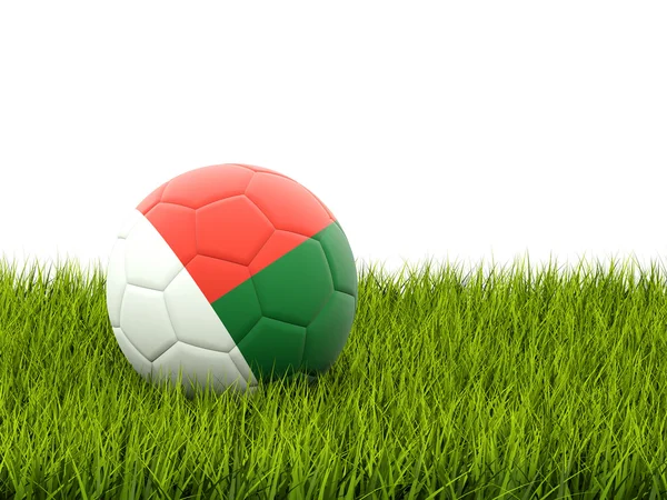 足球与马达加斯加的旗子 — 图库照片