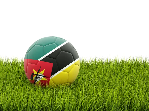 Calcio con bandiera del mozambico — Foto Stock
