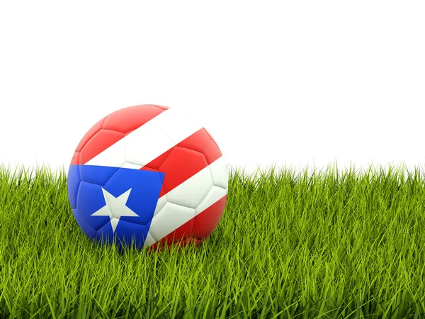 Calcio con bandiera del Porto Rico — Foto Stock