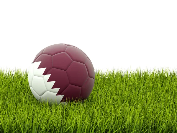 Football avec drapeau de qatar — Photo