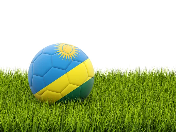 Futebol com bandeira de Ruanda — Fotografia de Stock