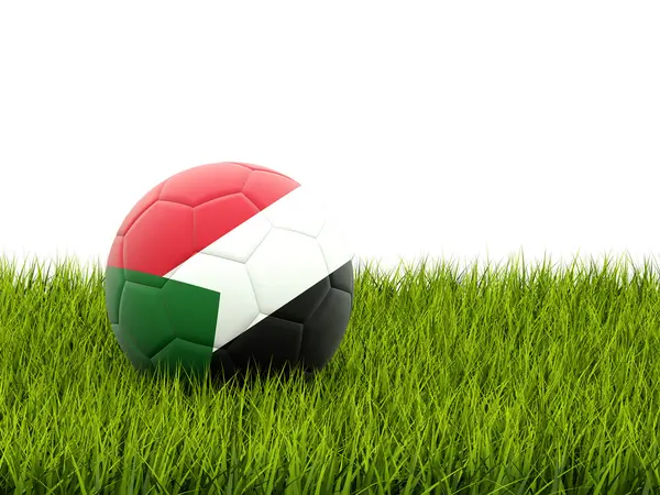 Voetbal met vlag van Soedan — Stockfoto