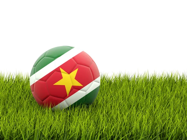 Piłka nożna z flaga Surinamu — Zdjęcie stockowe