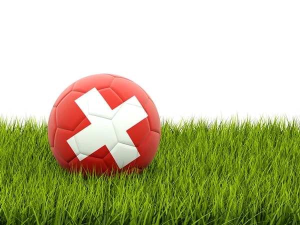 Futebol com bandeira da Suíça — Fotografia de Stock