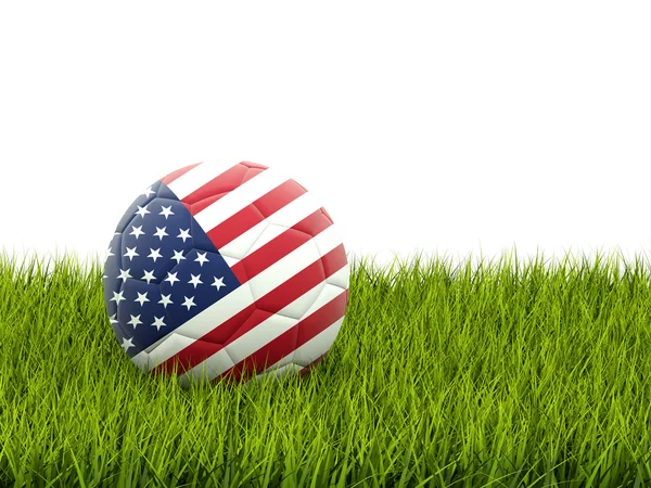 Fußball mit Fahne der Vereinigten Staaten von Amerika — Stockfoto