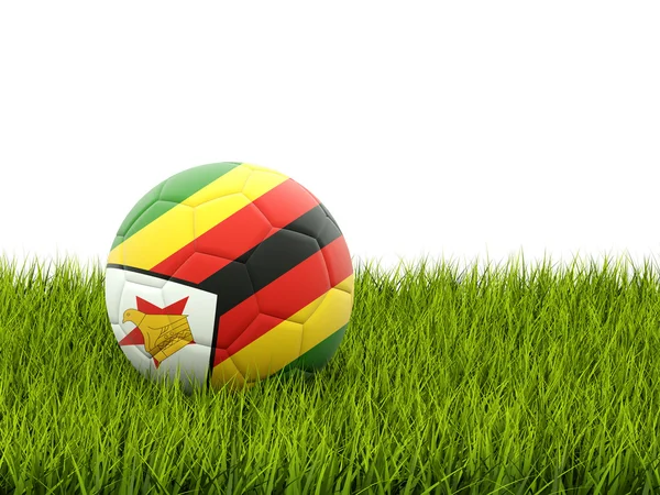 Futebol com bandeira de zimbabwe — Fotografia de Stock