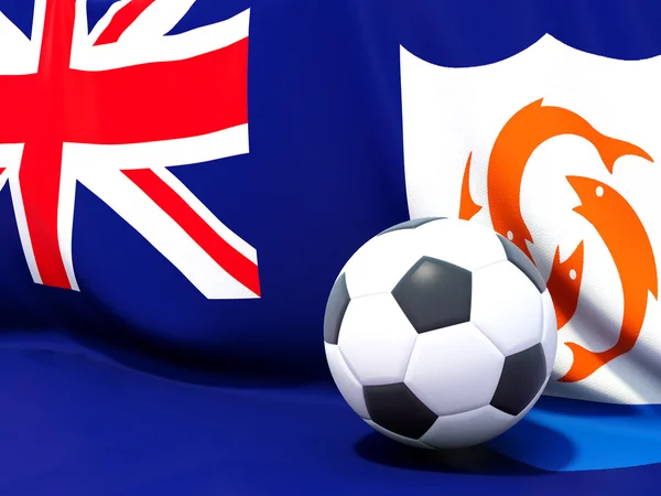 Flag of anguilla with football in front of it — Stock Photo, Image