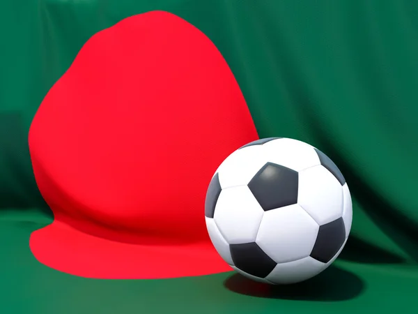 Flag of bangladesh with football in front of it — Stock Photo, Image