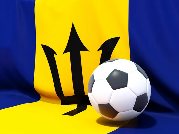 Flagge von Barbados mit Fußball davor — Stockfoto