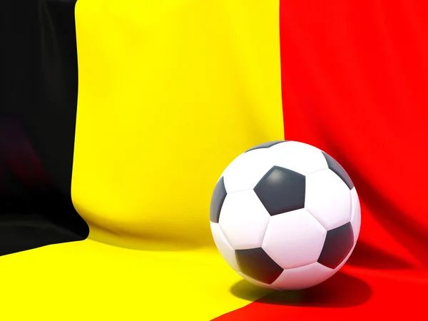 Flag of belgium with football in front of it — Stock Photo, Image